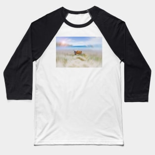 Old-fashioned wooden clinker dinghy pulled on beach at Kawau Island New Zealand in radial blur effect abstract image. Baseball T-Shirt